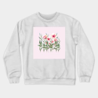 Watercolor red flowers and leaves illustration Crewneck Sweatshirt